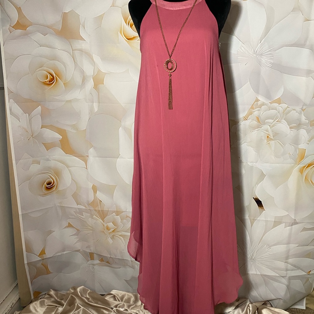 Paper Doll Pink Halter Sleeveless Maxi Dress-Pre-loved